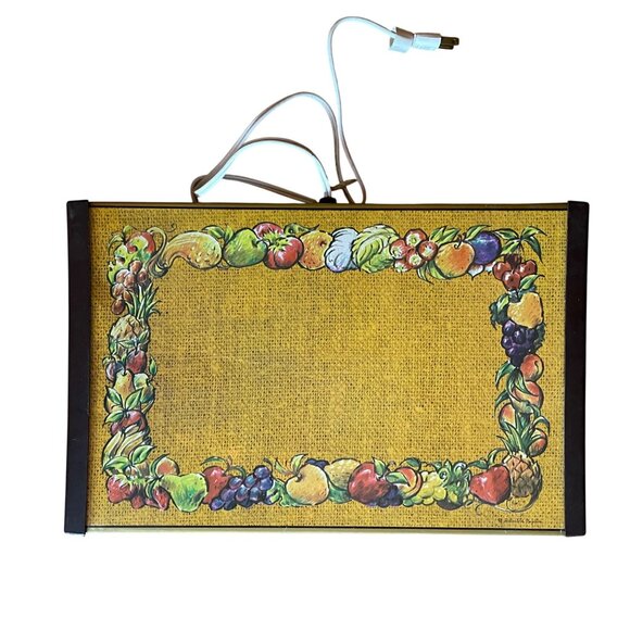 Vintage Electric Food Warmer Tray Hot Plate Fruit Border Design 17" x  11" x 1 1 - Picture 2 of 12